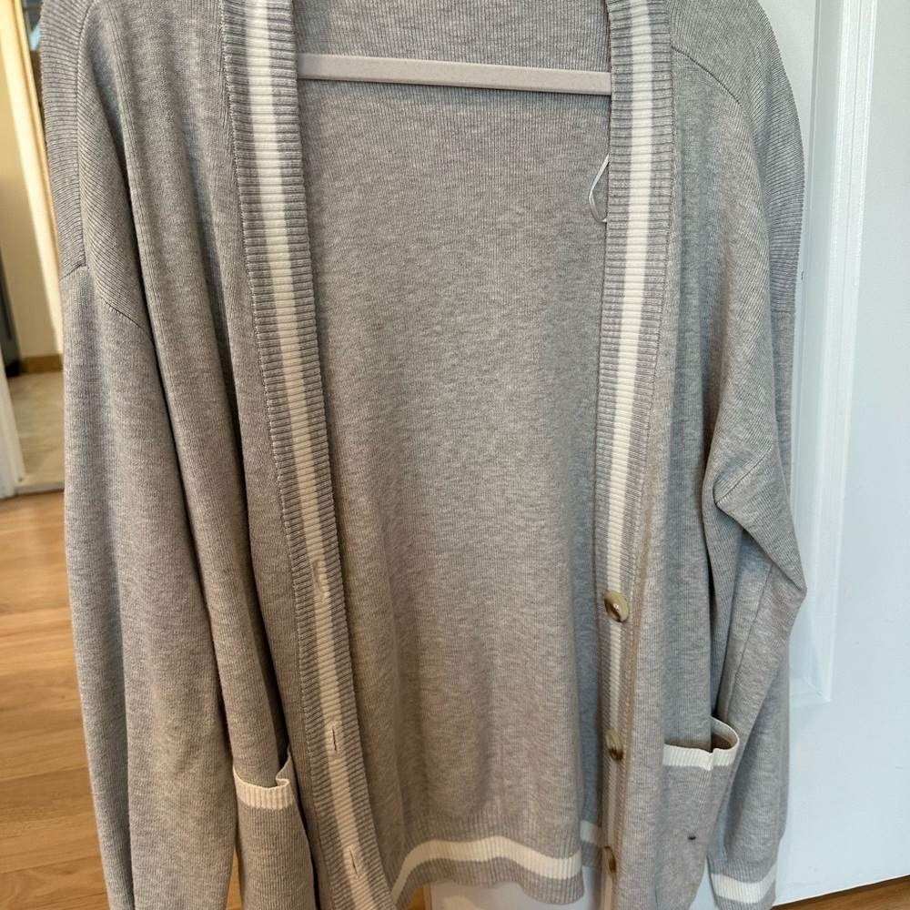Garage Gray and White Knit Cardigan